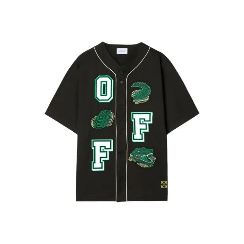 OFF WHITE V Neck Button Up Baseball Shirt