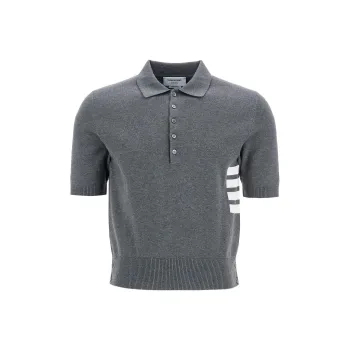 THOM BROWNE 4 Bar Short Sleeved Knitted Polo Shirt