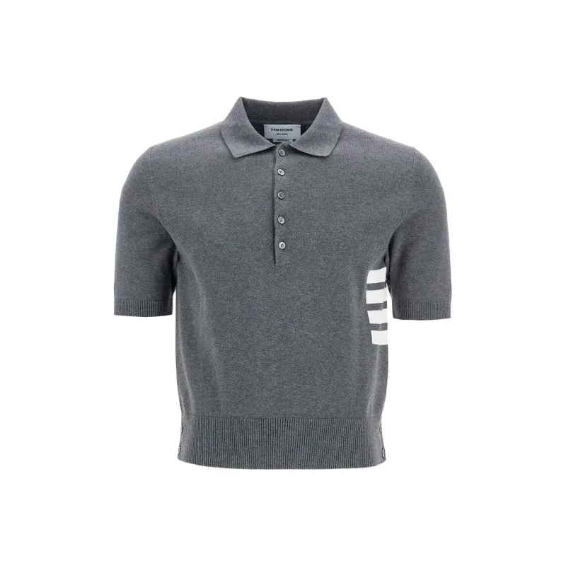 THOM BROWNE 4 Bar Short Sleeved Knitted Polo Shirt-0