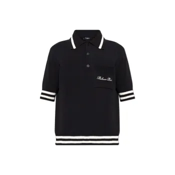 BALMAIN Logo Embroidered Collared Polo Shirt