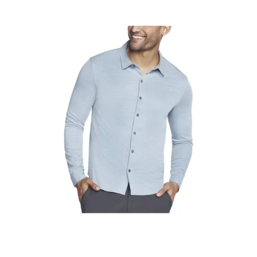 Skechers GO DRI Off Duty Button Down Shirt Men's Denim Blue