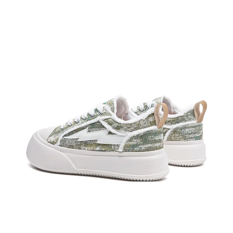 SITULANG Anti Slip And Wear Resistant Height Increasing Low Top Skateboard Shoes Unisex Champagne Green-4