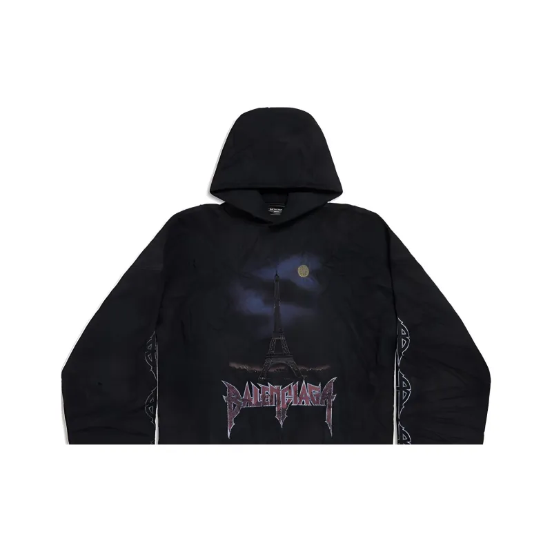 Balenciaga Paris Moon Crinkled Hoodie Large Fit-3