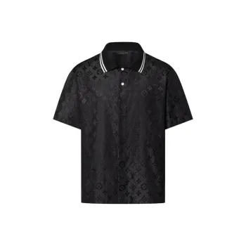 LOUIS VUITTON Monogram Moire Jacquard Short Sleeved Silk Shirt