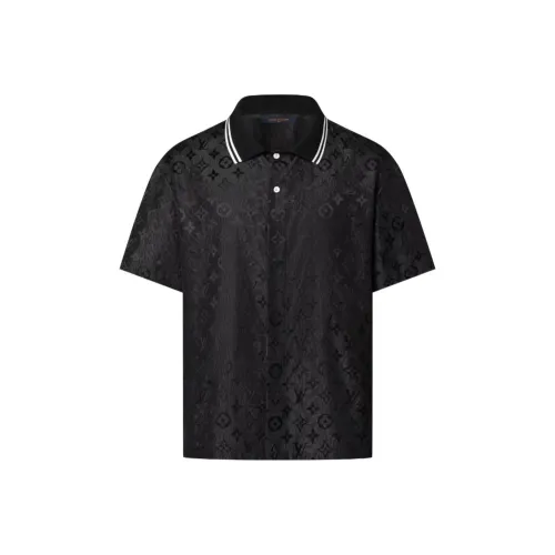 LOUIS VUITTON Monogram Moire Jacquard Short Sleeved Silk Shirt