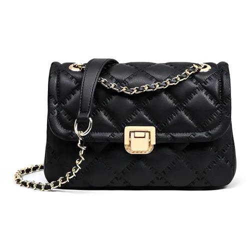Kevin Cohen Cow Leather With Synthetic Leather Shoulder Bag, Small Square Bag Regular Women's Black