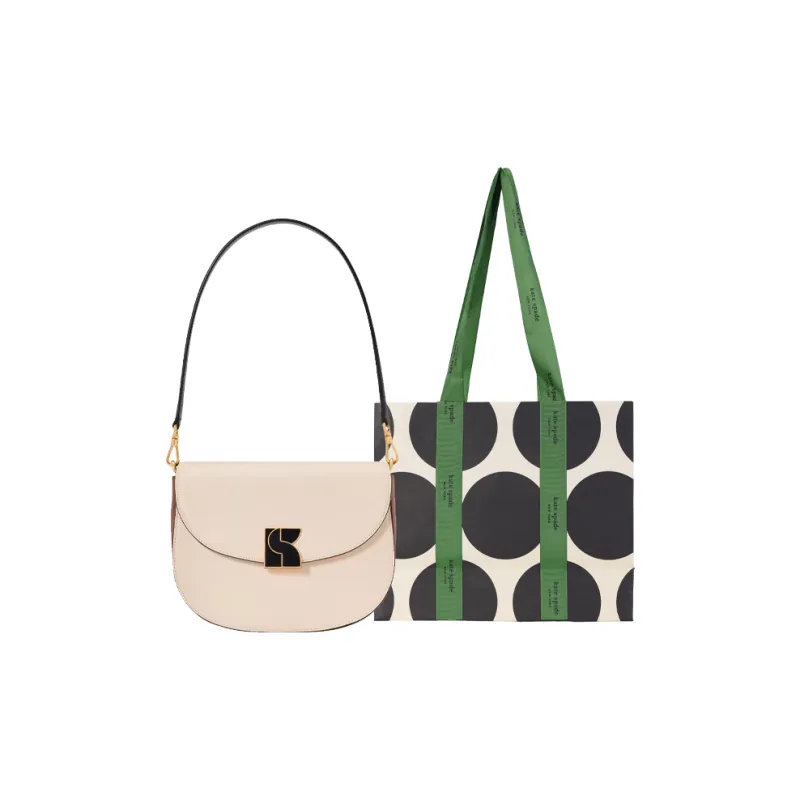 Kate Spade Textured Leather Portable Crossbody Bag, Shoulder Bag Medium Size Women's Milk White-5