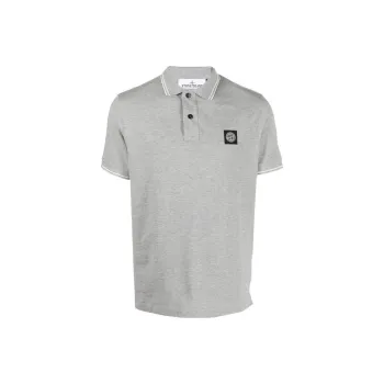STONE ISLAND Logo Patch Short Sleeved Polo Shirt