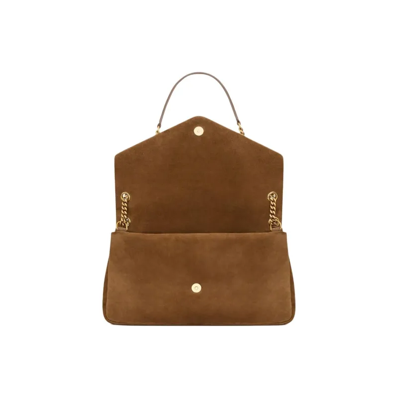 SAINT LAURENT Calfskin Shoulder Bag Large Size Women's Cognac-3