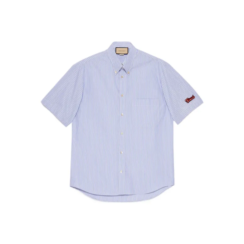 GUCCI Embroidered Logo Short Sleeve Shirt-0