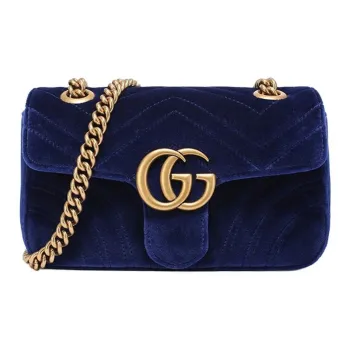 GUCCI Velvet Shoulder Bag, Crossbody Bag Mini Women's Dark Blue