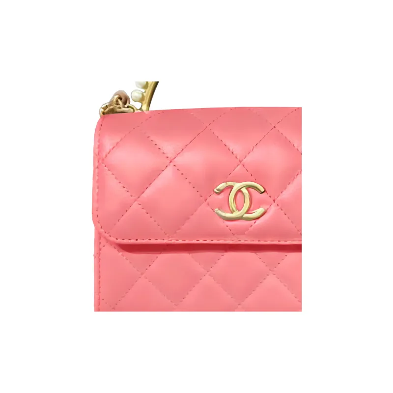 CHANEL Sheepskin Small Square Bag Shoulder Bag, Crossbody Bag Women's Pink-1