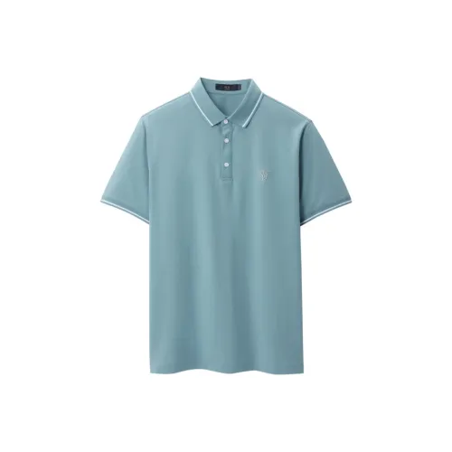 HLA Polo Shirts Men Cooling Antibacterial Anti Mite Sky Blue T1