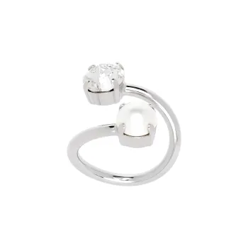 JUSTINE CLENQUET Brass Palladium-Plated Crystal Rings Women's Silver