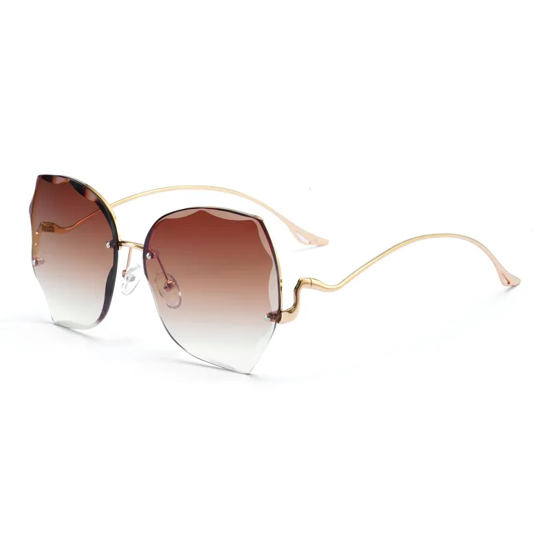 Wood Premium Alloy Irregular Shape Sunglasses Women's-0
