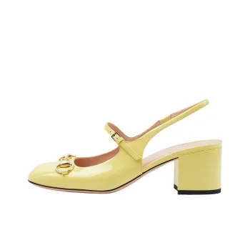 GUCCI Chunky Heel High Heels 5.5cm Women's Yellow