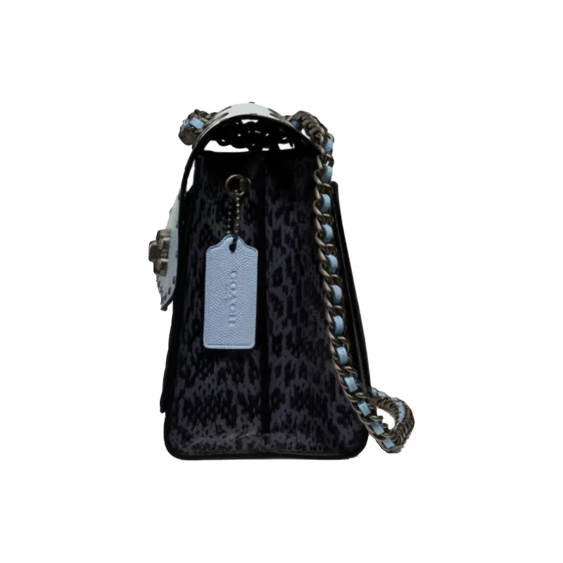 COACH Parker Leather Chain Bag, Shoulder Bag, Crossbody Bag Medium Size Women's Blue-2
