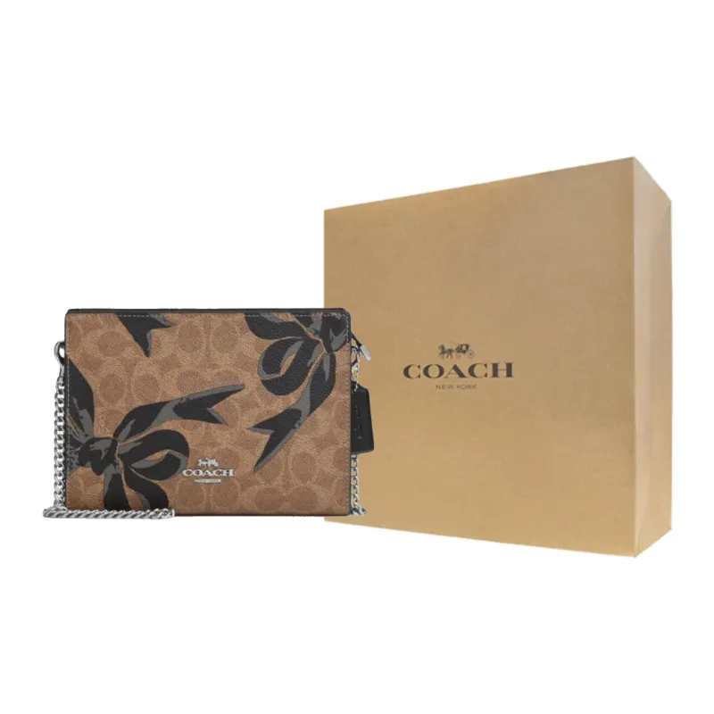COACH Canvas Clutch Small Size Women's Brown Yellow & Black-5