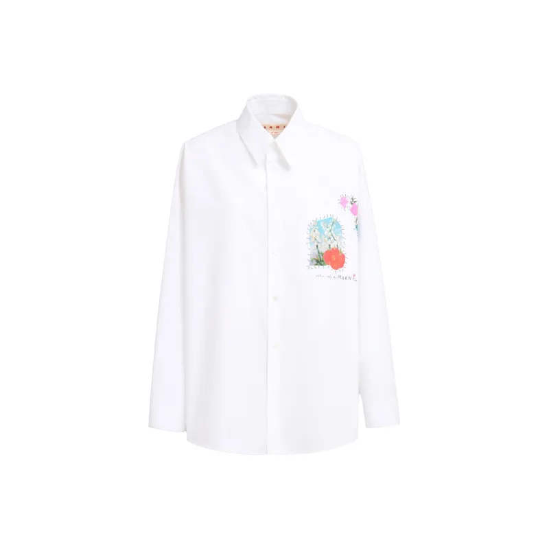 MARNI Poplin Shirt With Flower Patches-0