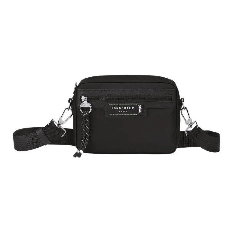 LONGCHAMP Le Pliage Energy Canvas With Cow Leather Small Square Bag Shoulder Bag, Crossbody Bag Men's Black-0