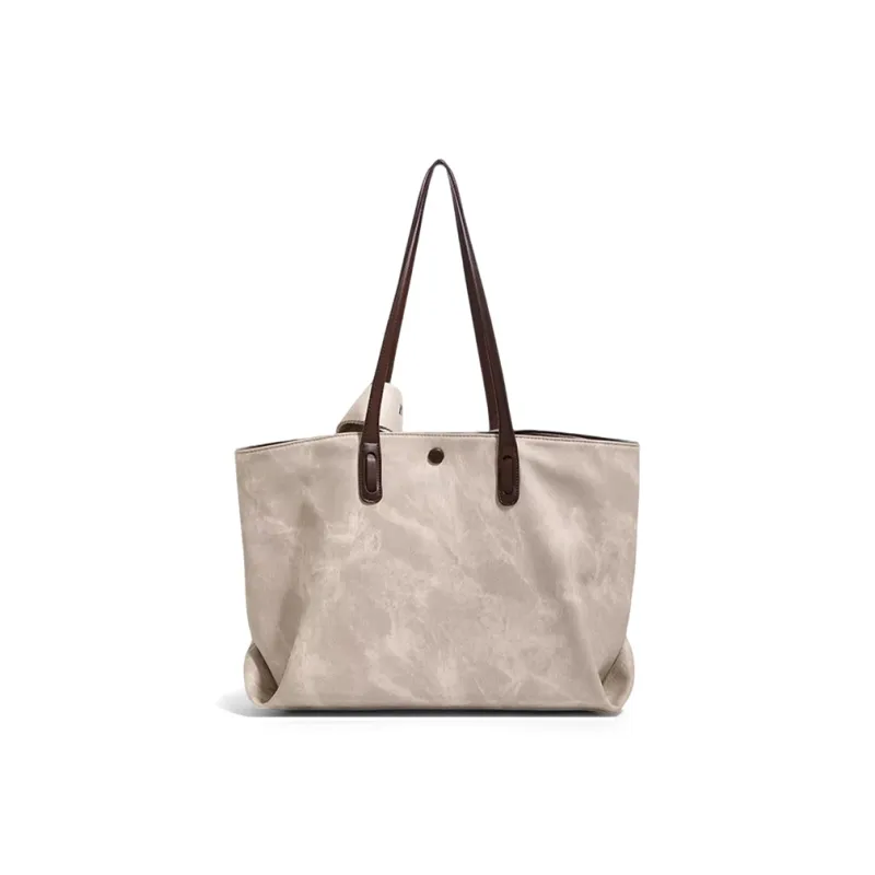 CLEVER& KETCH Microfiber Synthetic Leather Tote, Underarm Shoulder Bag Women's Apricot-2
