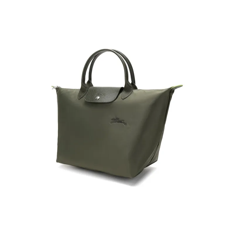 LONGCHAMP Longxiang Le Pliage Green Recycled Canvas With Leather Dumpling Bag Handbag Medium Size Women's Forest-1