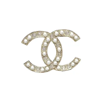 CHANEL Pearl & Crystal Cc Logo Brooch