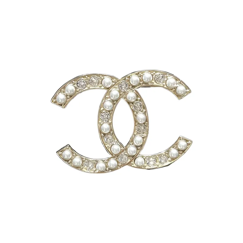 CHANEL Pearl & Crystal Cc Logo Brooch-0