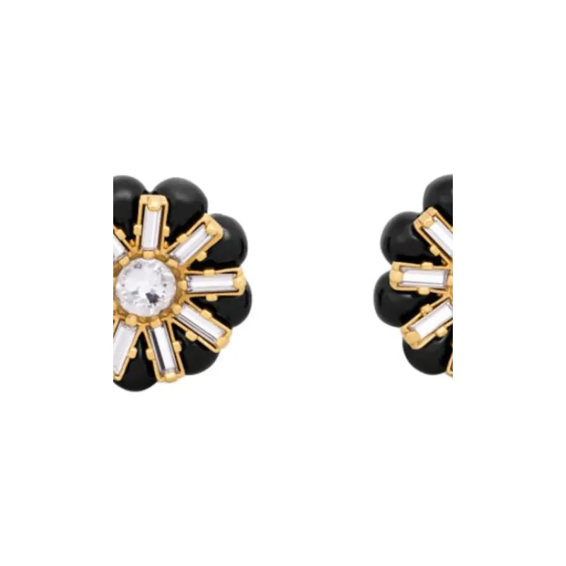 CELINE Brass Earrings Women's Gold/Black-1