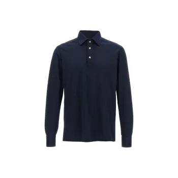 KITON Logo Embroidered Long Sleeved Polo Shirt