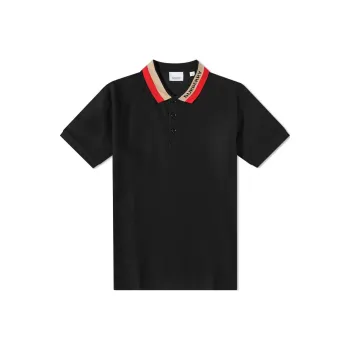Burberry Logo Intarsia Knit Short Sleeved Polo Shirt