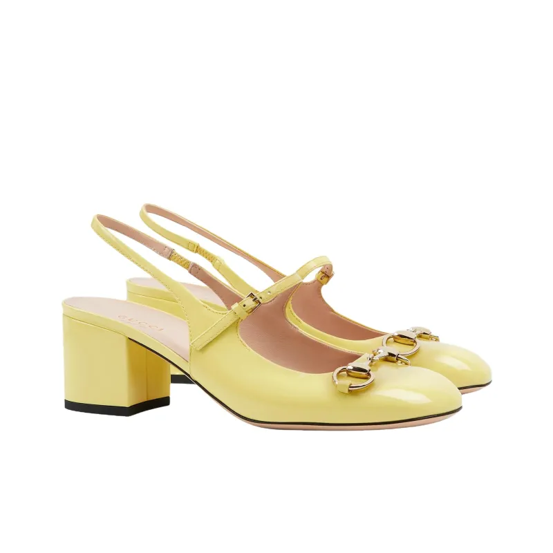 GUCCI Chunky Heel High Heels 5.5cm Women's Yellow-1
