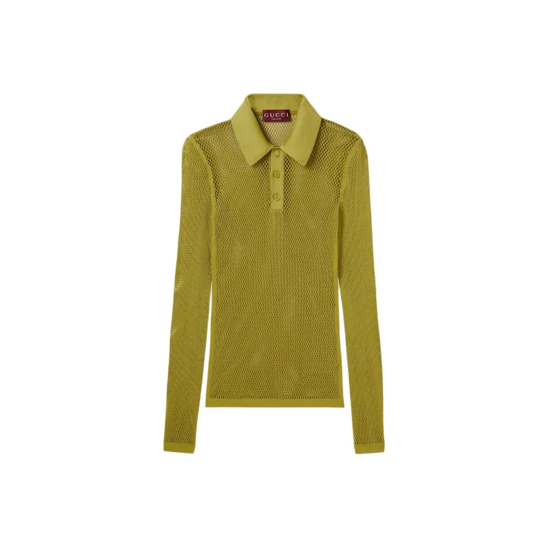 GUCCI Embossed Technical Mesh Polo Top-0