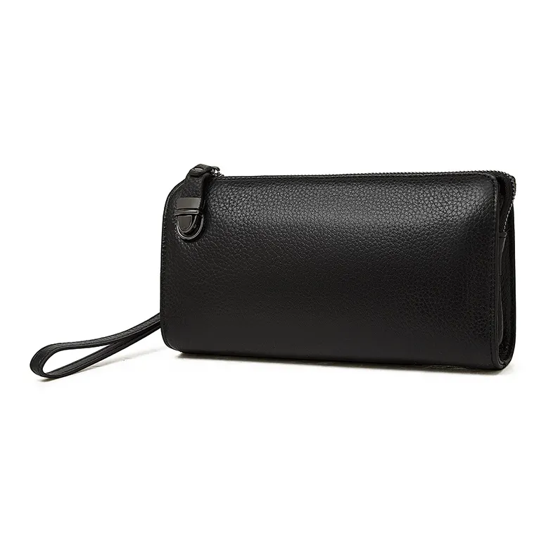 Old Man's Head Top Grain Cow Leather Clutch Regular Men's Black-2