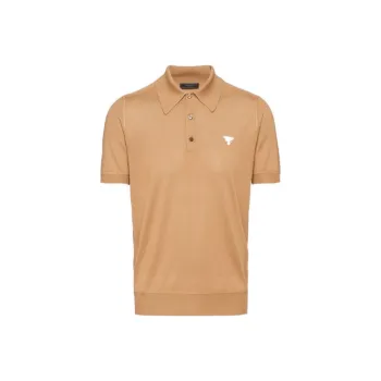 PRADA Polo Shirts Men Camel Brown