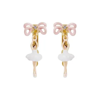LES NEREIDES Alloy, Silver Plated, Gold Plated, Brass, Enamel Earrings Women's Pink White