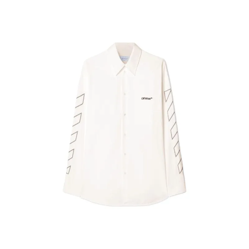 OFF WHITE Logo Embroidered Long Sleeved Overshirt-0