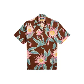 Polo Ralph Lauren Classic Fit Hoffman Print Camp Shirt Men's Brown