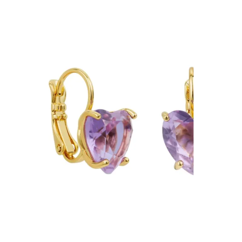 LES NEREIDES Alloy, Silver Plated, Gold Plated, Brass, Enamel, Glass Earrings Women's Purple-1