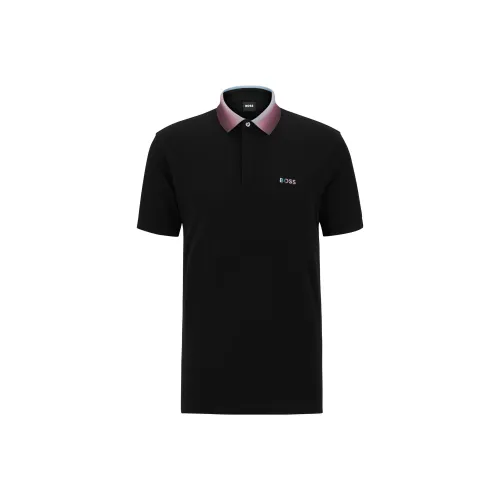 HUGO BOSS SS23 Men's Logo Embroidered Polo Shirt Black