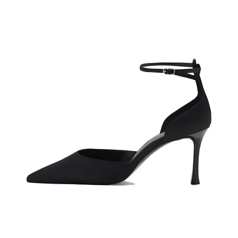 MANGO Slim Heel High Heels 7cm Women's Black-0