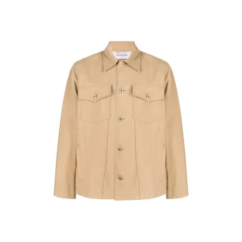 OFF-WHITE Slogan-print Cotton-linen Shirt