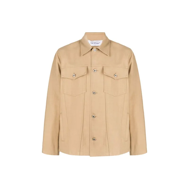 OFF-WHITE Slogan-print Cotton-linen Shirt-0