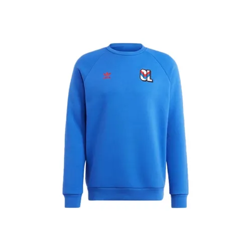 Adidas Originals Olympique Lyonnais Essentials Trefoil Crew Sweatshirt Sweatshirt Men's Blue