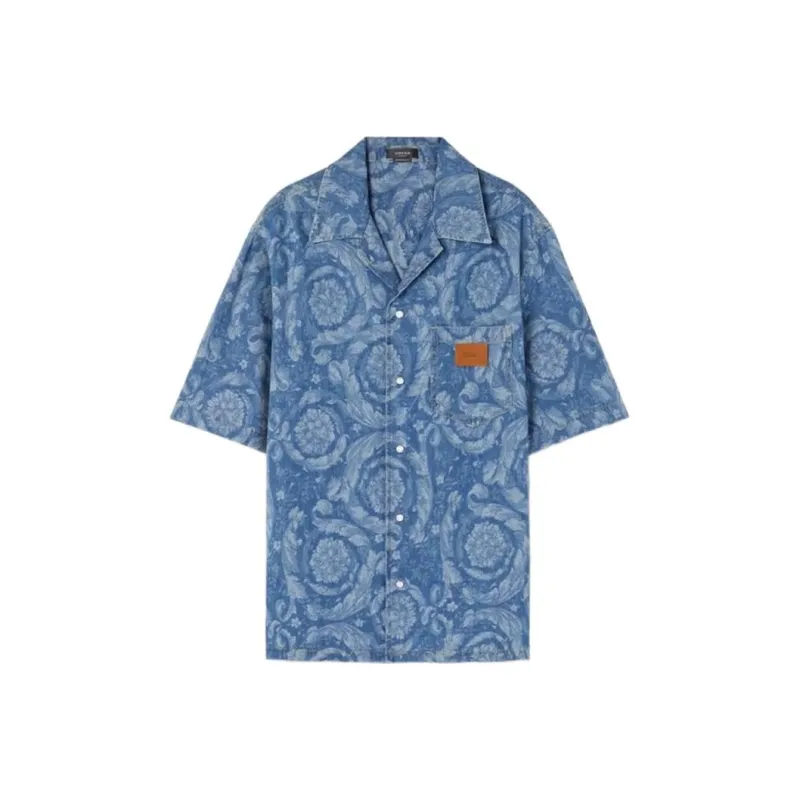 VERSACE Barocco Silhouette Denim Shirt-0