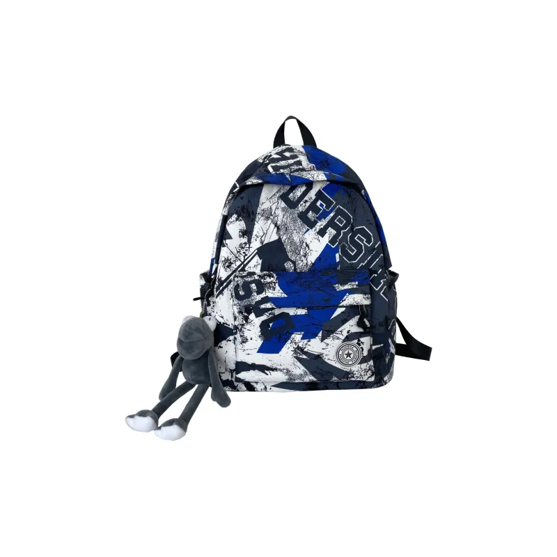 BUBM Nylon Backpack Regular Unisex Yellow/Blue/Red-6