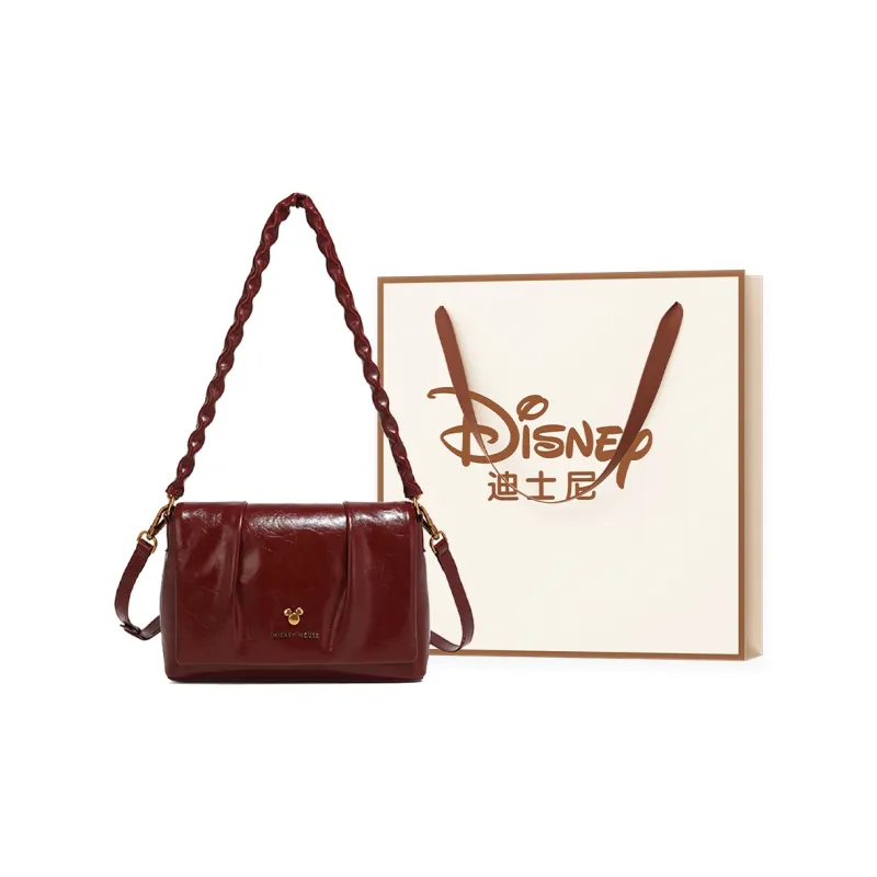 Disney PU Pleated Small Square Bag Regular Women's Black/Coffee/Burgundy-29