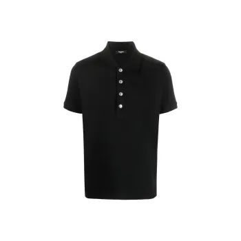 BALMAIN Monogram pattern Piqué Polo Shirt