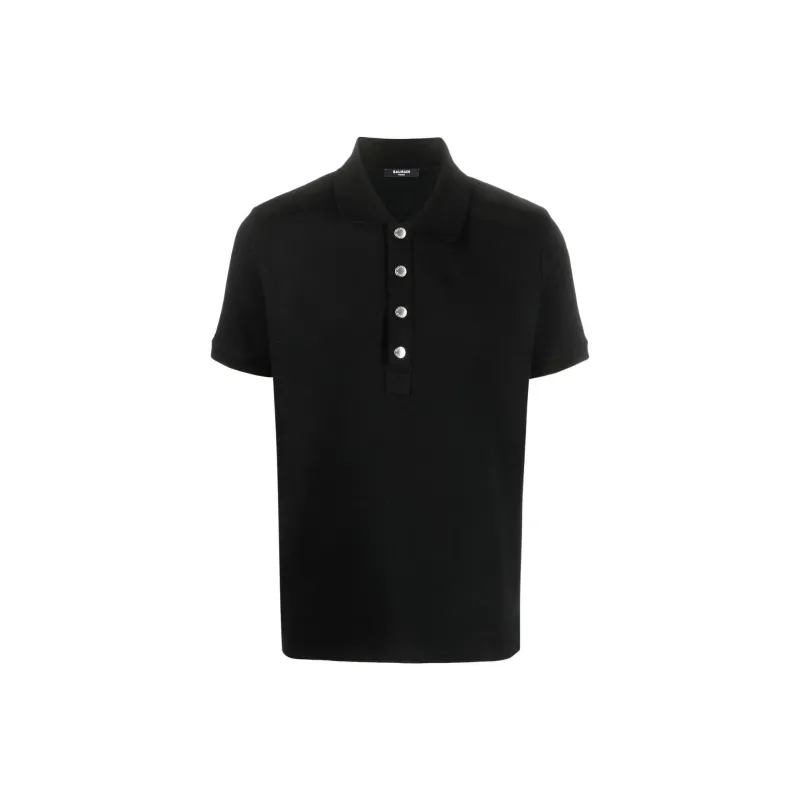 BALMAIN Monogram pattern Piqué Polo Shirt-0