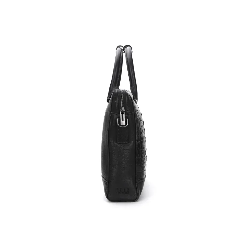 ELLE HOMME Cow Leather Briefcase Regular Men's Black-3